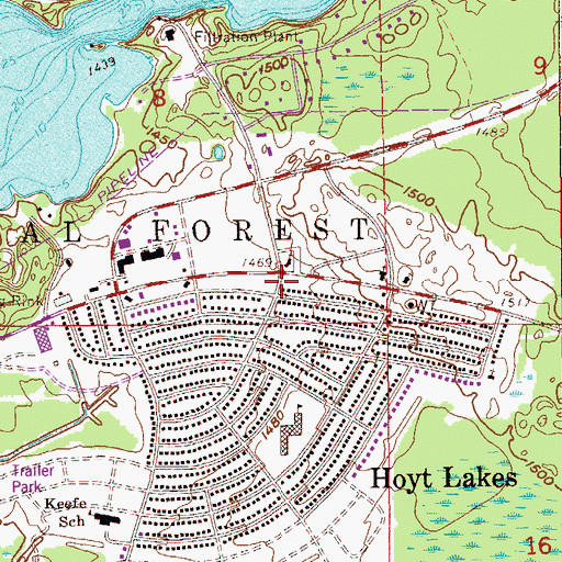 Topographic Map of Hoyt Lakes, MN