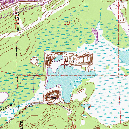Topographic Map of Knox Mine, MN