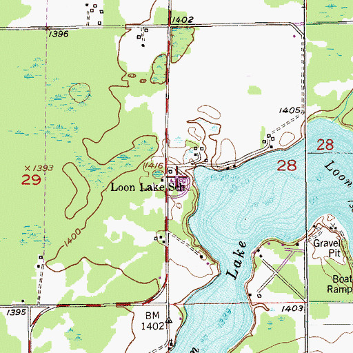 Topographic Map of Loon Lake School, MN