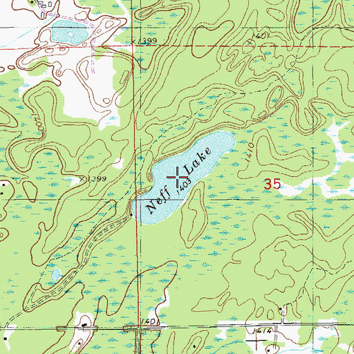 Topographic Map of Neff Lake, MN