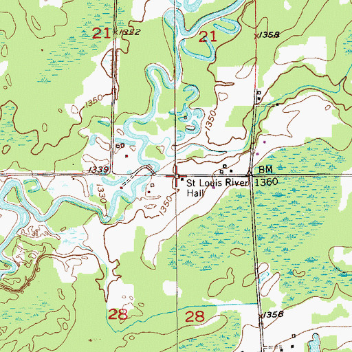 Topographic Map of Saint Louis River Hall, MN