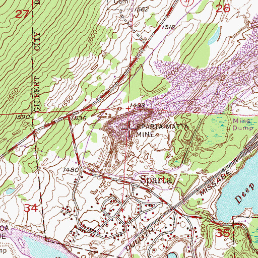 Topographic Map of Sparta-Matta Mine, MN