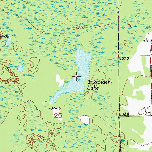 Topographic Map of Tikander Lake, MN
