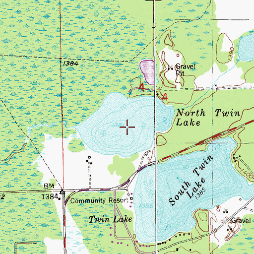 Topographic Map of North Twin Lake, MN