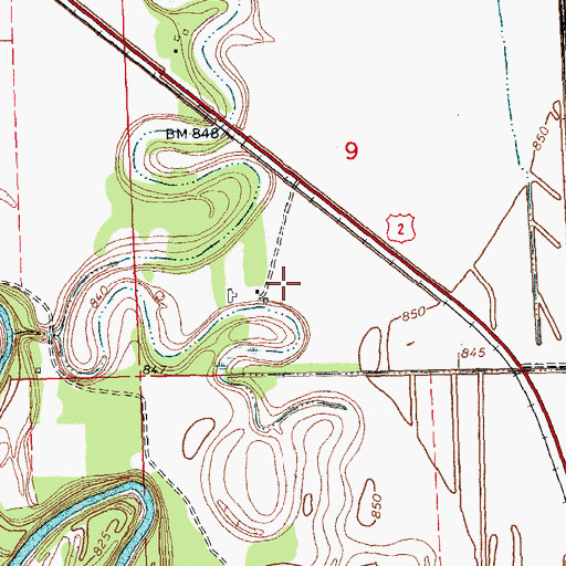 Topographic Map of KYCK-FM (Crookston), MN