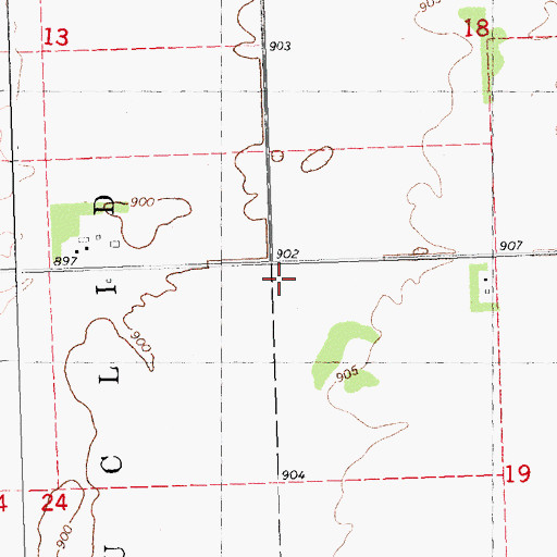 Topographic Map of KSNR-FM (Thief River Falls), MN