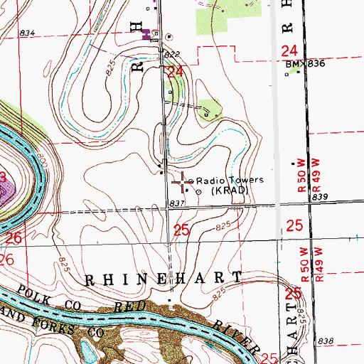 Topographic Map of KCNN-AM (East Grand Forks), MN