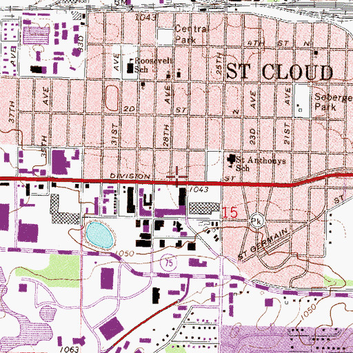 Topographic Map of KCFB-FM (Saint Cloud), MN
