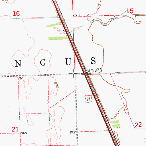 Topographic Map of Township of Angus, MN