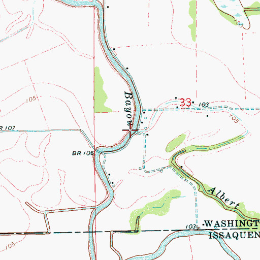 Topographic Map of Albert Bayou, MS