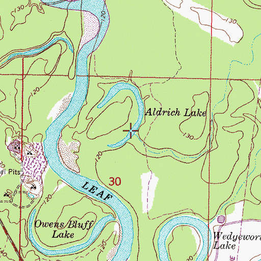 Topographic Map of Aldrich Lake, MS