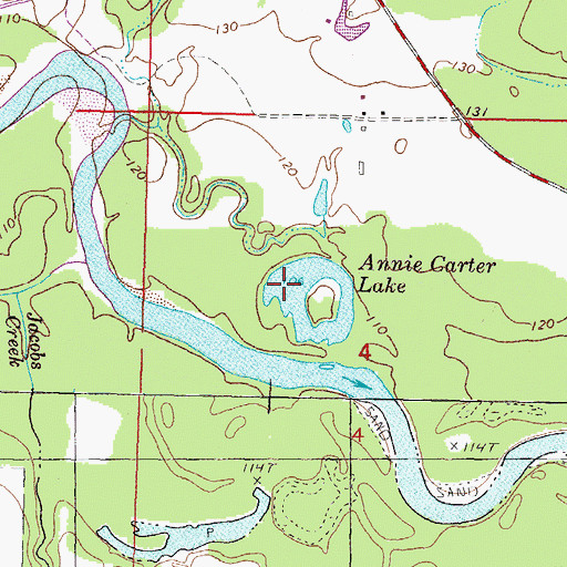 Topographic Map of Annie Carter Lake, MS