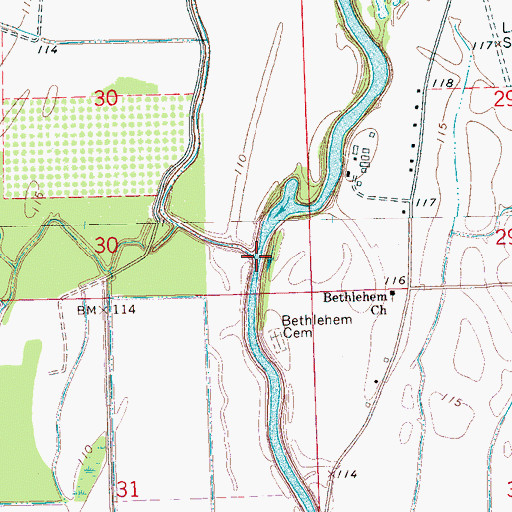 Topographic Map of Bear Lake, MS