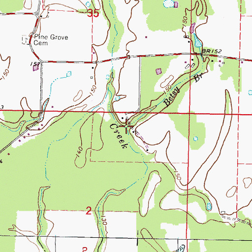 Topographic Map of Betsy Branch, MS