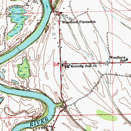 Topographic Map of Big Morning Star Church, MS