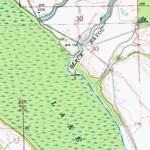 Topographic Map of Black Bayou, MS