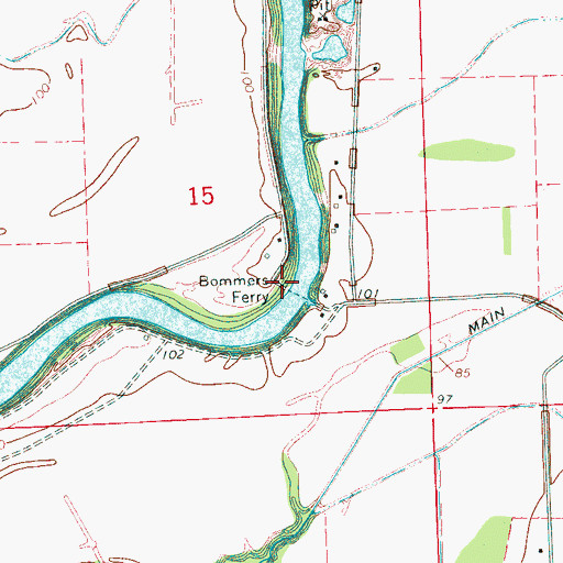 Topographic Map of Bommers Ferry, MS