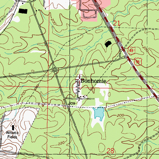 Topographic Map of Bonhomie, MS