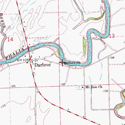 Topographic Map of Darlove Church, MS