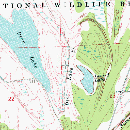 Topographic Map of Deer Lake Slough, MS