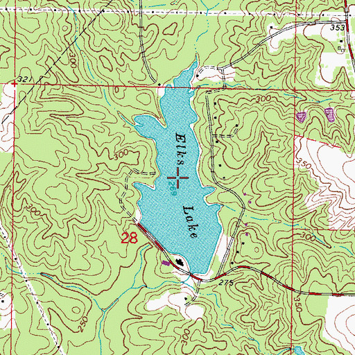 Topographic Map of Elks Lake, MS