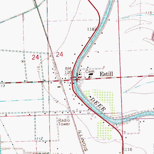 Topographic Map of Estill, MS