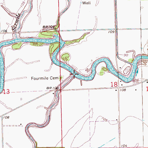 Topographic Map of Fourmile Bayou, MS