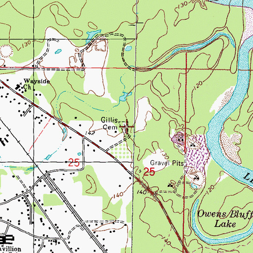 Topographic Map of Gillis Cemetery, MS