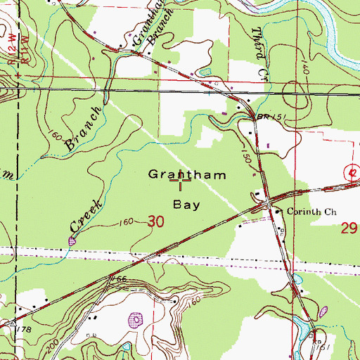 Topographic Map of Grantham Bay, MS