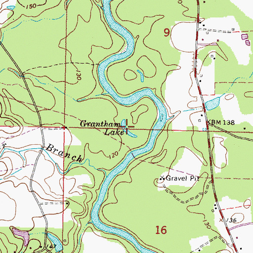Topographic Map of Grantham Lake, MS