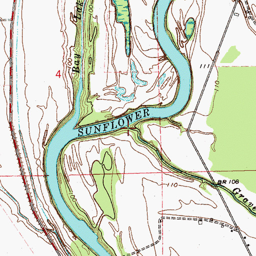 Topographic Map of Gravel Bayou, MS