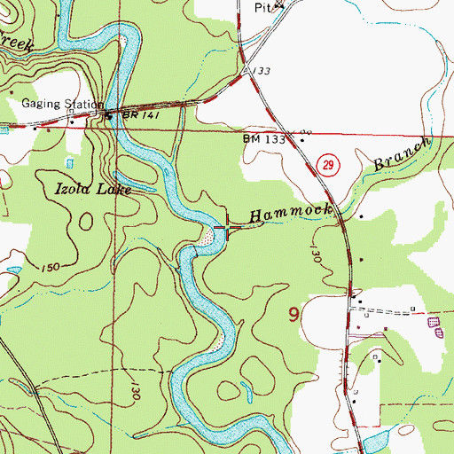 Topographic Map of Hammock Branch, MS