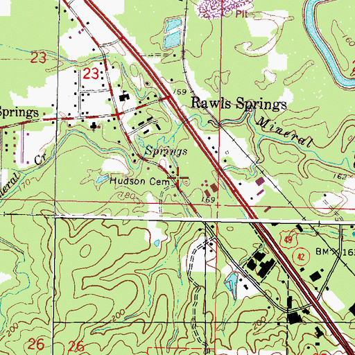 Topographic Map of Hudson Cemetery, MS