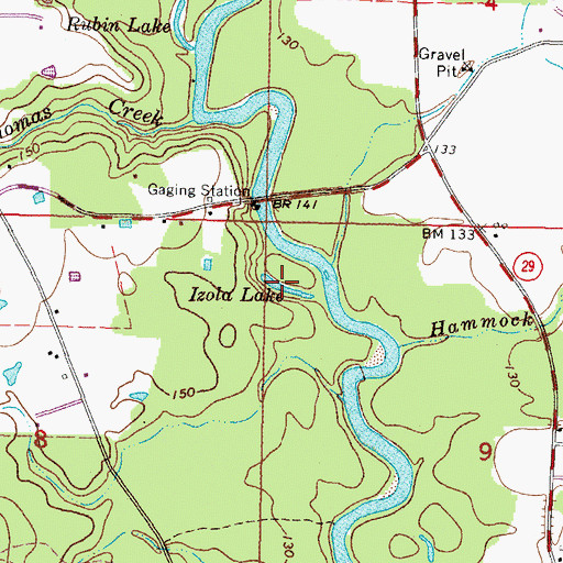 Topographic Map of Izola Lake, MS