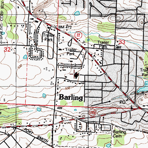 Topographic Map of Barling Elementary School, AR