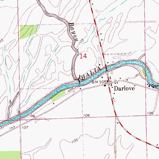 Topographic Map of Jones Bayou, MS