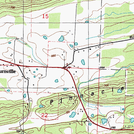 Topographic Map of Burnville Baptist Church, AR