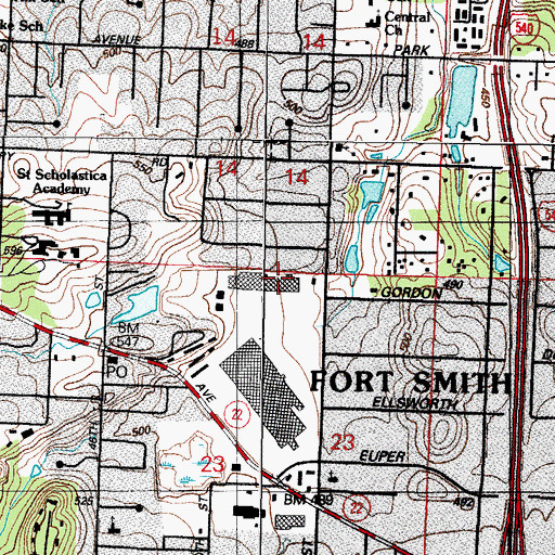 Topographic Map of Essex Place Shopping Center, AR