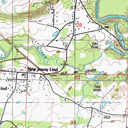 Topographic Map of Jenny Lind Bridge, AR