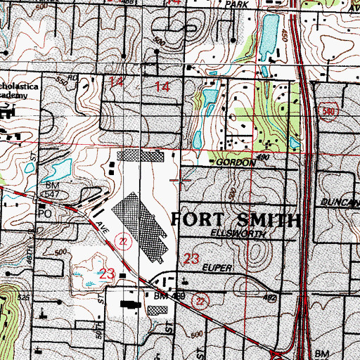 Topographic Map of Laville Shopping Center, AR