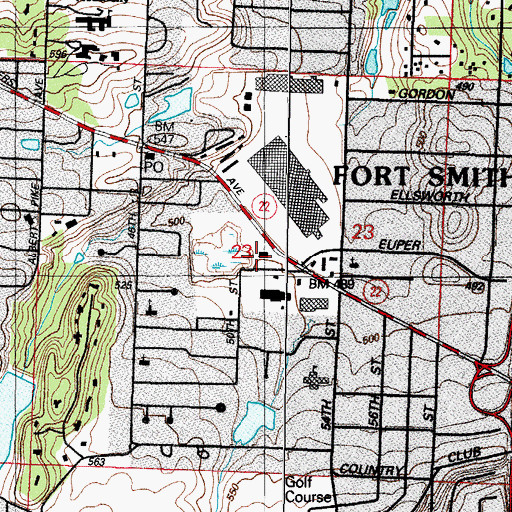 Topographic Map of Quarry Shopping Center, AR
