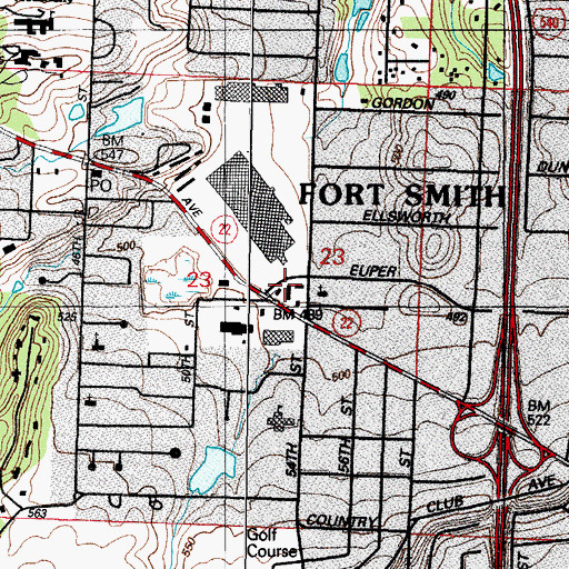 Topographic Map of The Oaks Shopping Center, AR