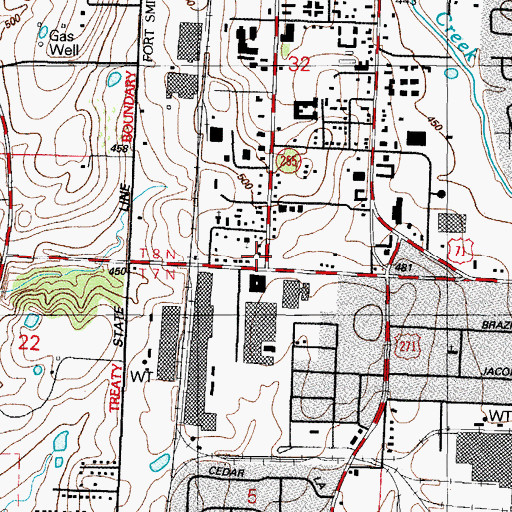 Topographic Map of Wheeler Avenue Church of Christ, AR