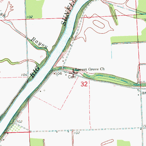 Topographic Map of Locust Grove Church, MS
