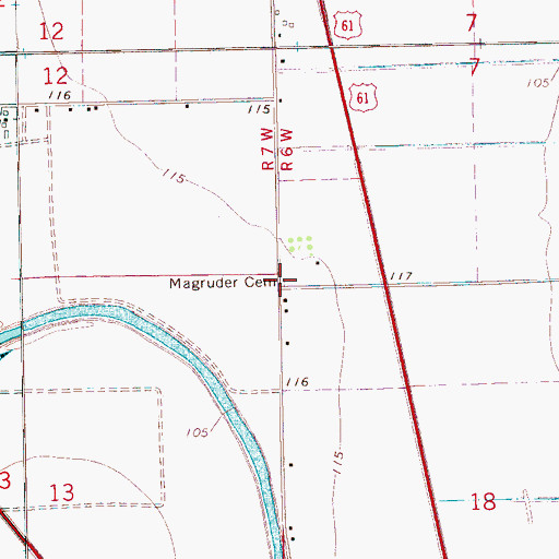 Topographic Map of Magruder Cemetery, MS