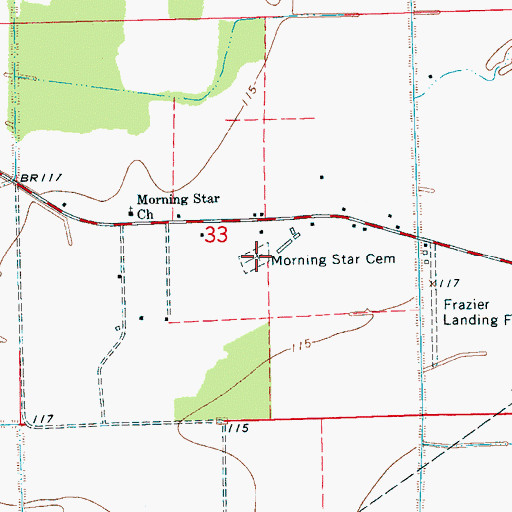Topographic Map of Morning Star Cemetery, MS