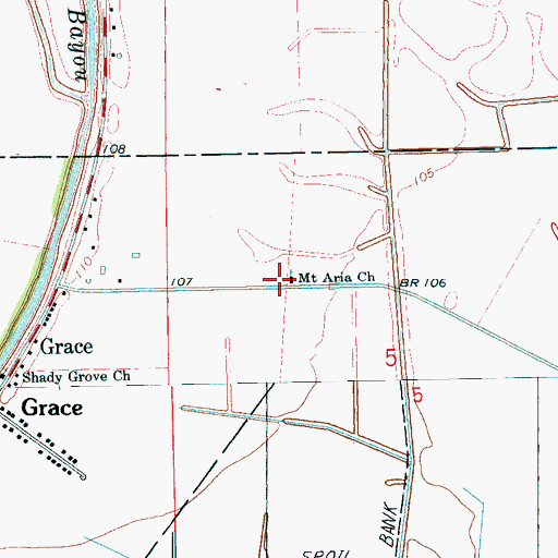 Topographic Map of Mount Aria Church, MS