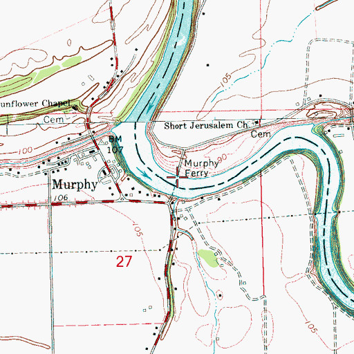 Topographic Map of Murphy Ferry, MS