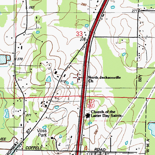 Topographic Map of North Jacksonville Church, AR
