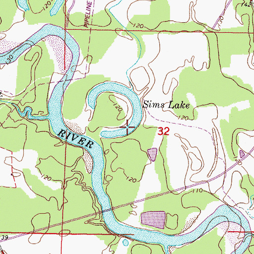 Topographic Map of Sims Lake, MS